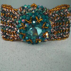 Una Nolte Sol Nilo Bracelet, Hand Beaded Cuff Bracelet; Swarovski Crystal